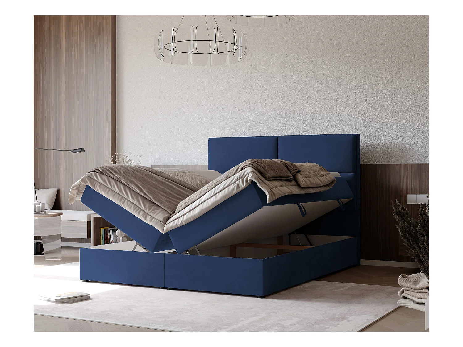 Lit continental rembourré avec surmatelas, bleu - 140x200 - ORFEO