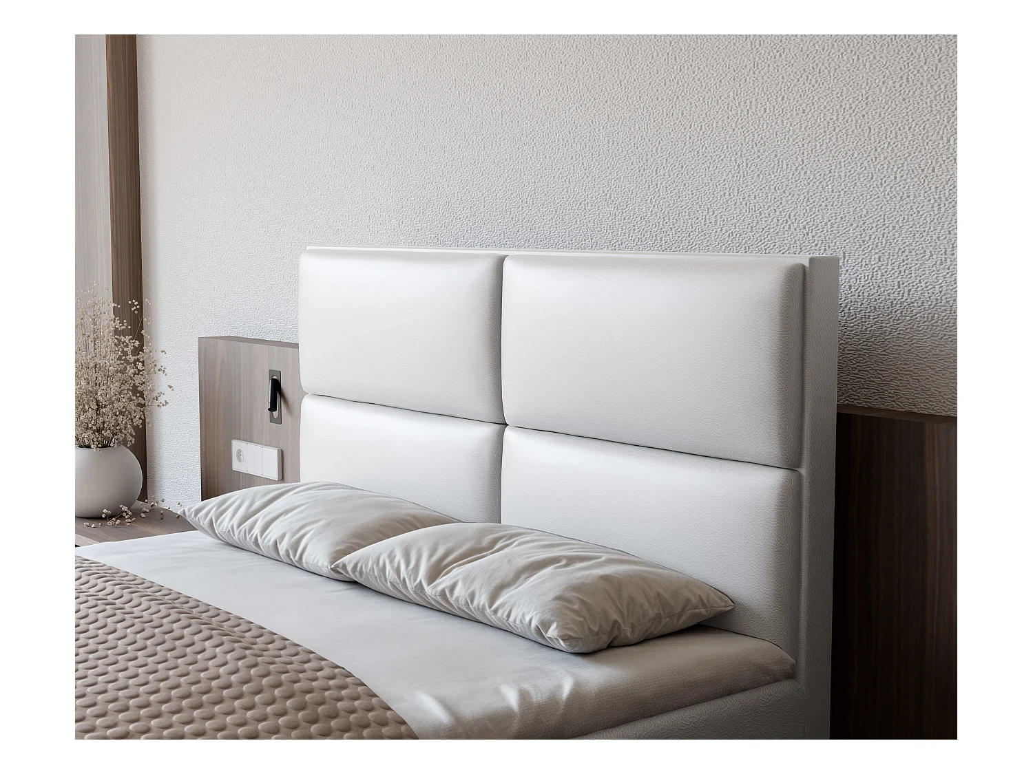 Lit continental rembourré avec surmatelas, blanc  - 160x200 - ORFEO
