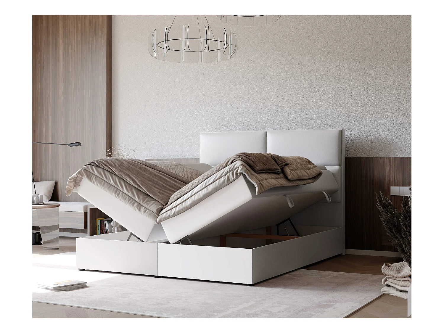 Lit continental rembourré avec surmatelas, blanc  - 160x200 - ORFEO