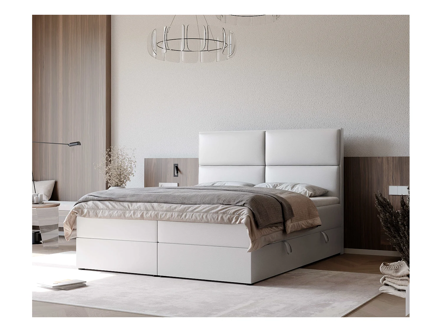 Lit continental rembourré avec surmatelas, blanc  - 160x200 - ORFEO