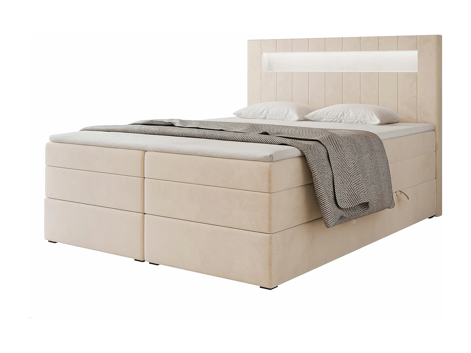 Lit continental rembourré avec surmatelas, beige - 180x200 - ROYAL - WYCOFANY