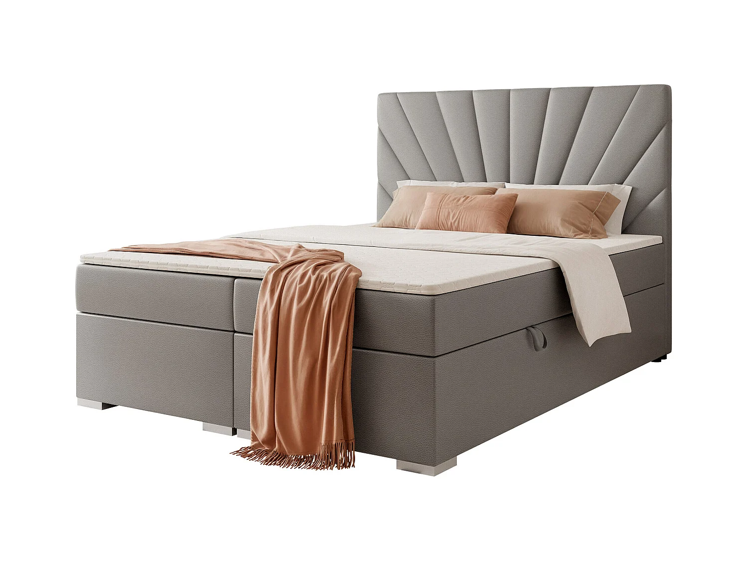 Lit continental rembourré avec surmatelas, gris  - 140x200 - OASIS
