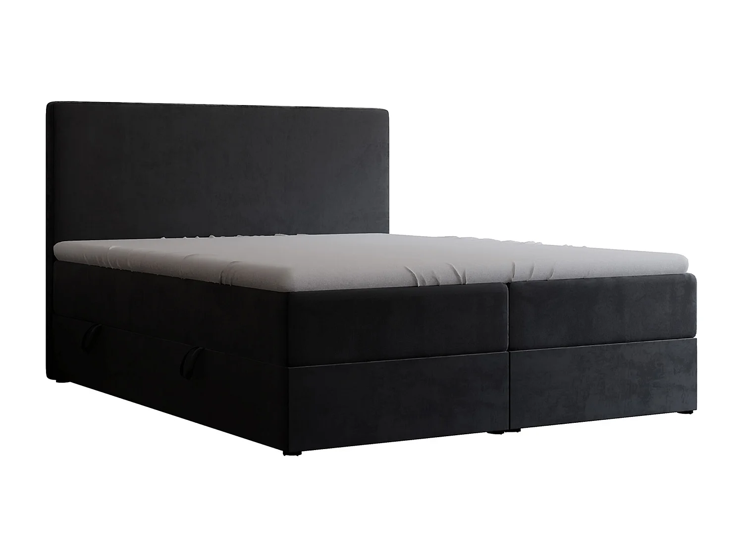 Lit continental rembourré avec surmatelas, noir - 120x200 - GIULIA
