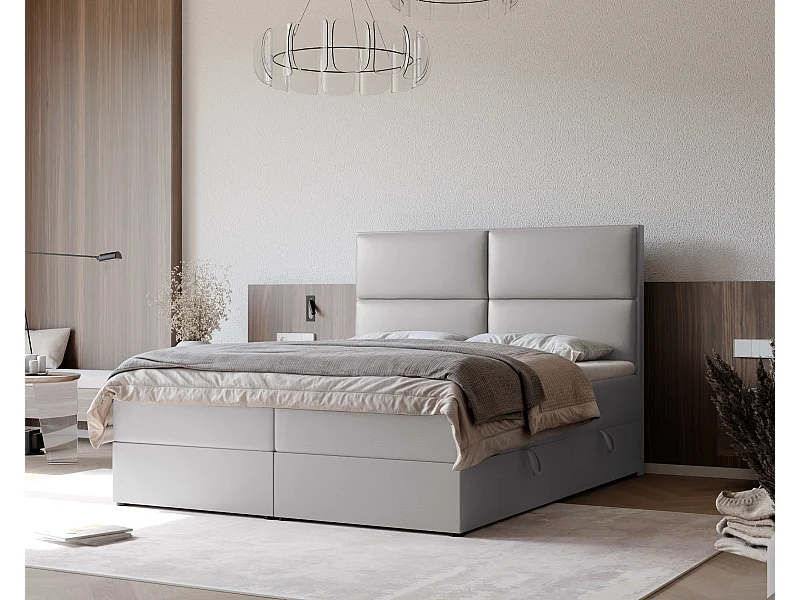 Lit continental rembourré avec surmatelas, gris  - 180x200 - ORFEO