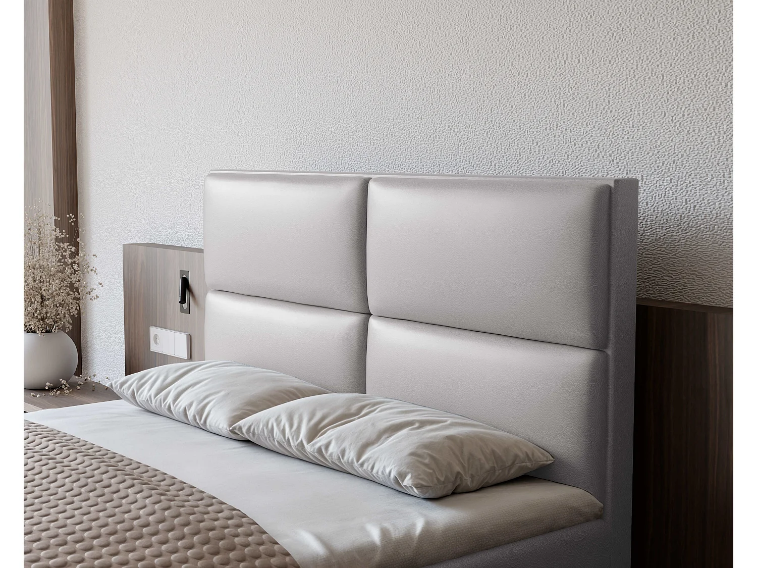 Lit continental rembourré avec surmatelas, gris  - 180x200 - ORFEO