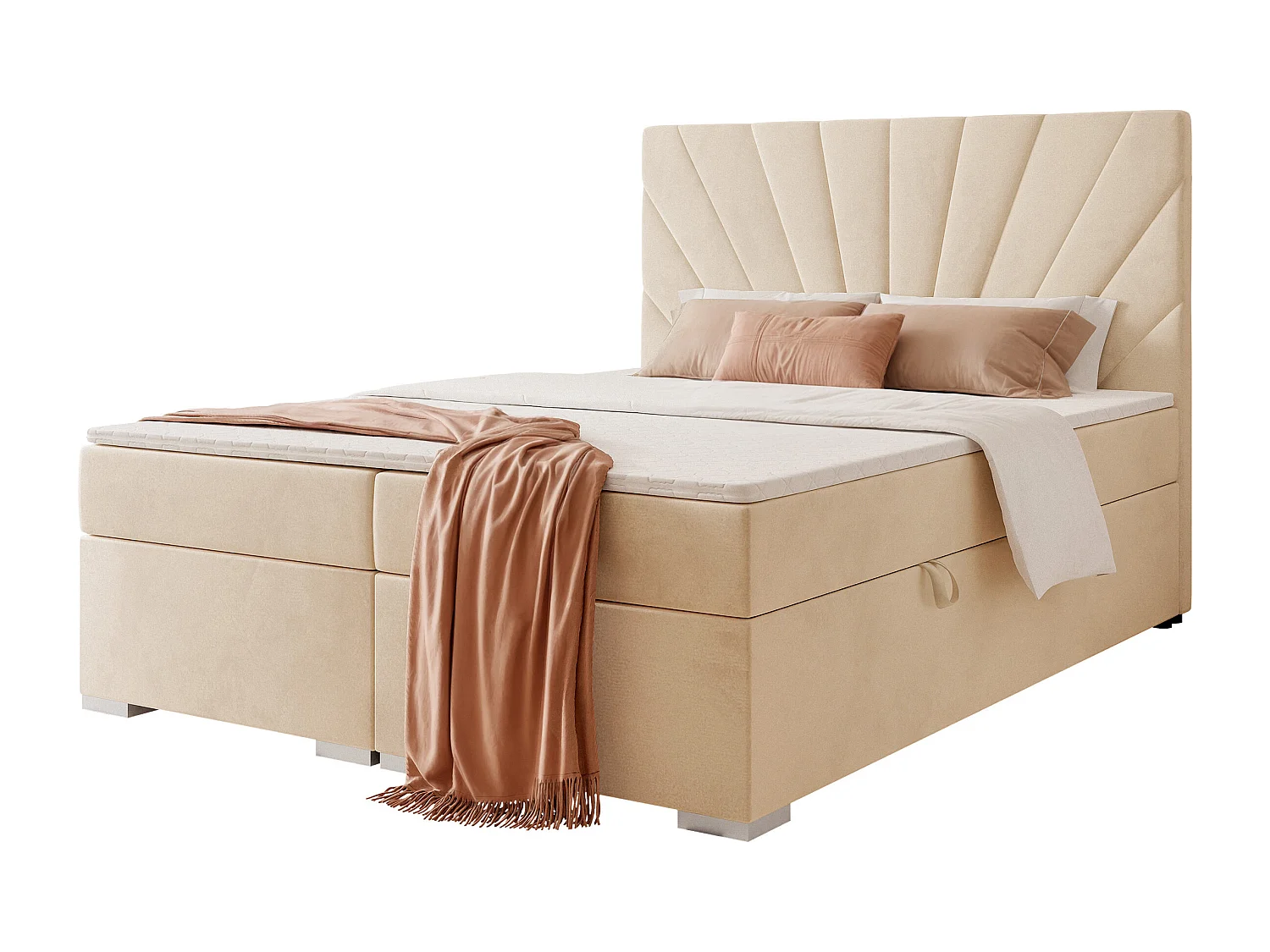 Lit continental rembourré avec surmatelas, beige - 180x200 - OASIS