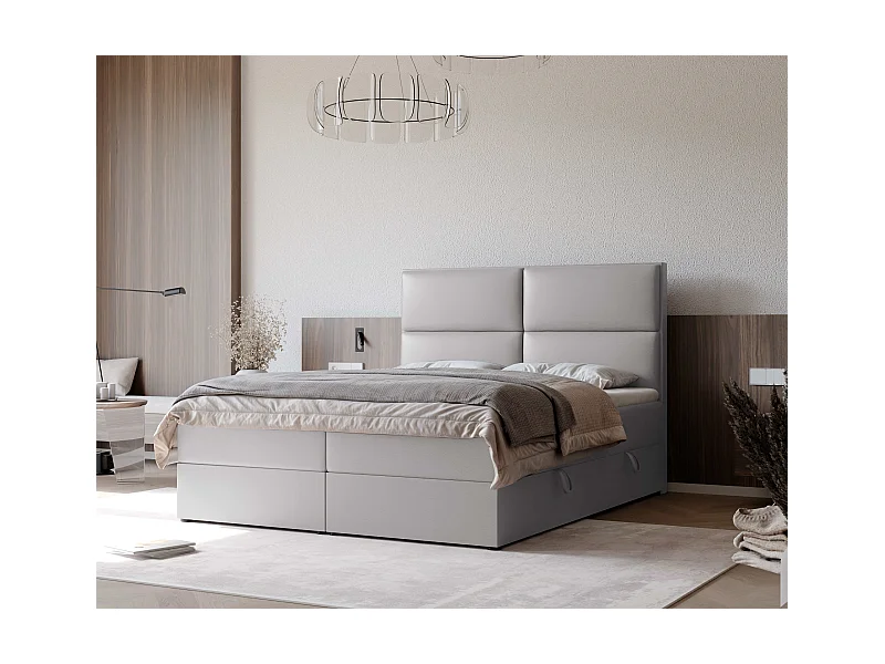 Lit continental rembourré avec surmatelas, gris  - 160x200 - ORFEO