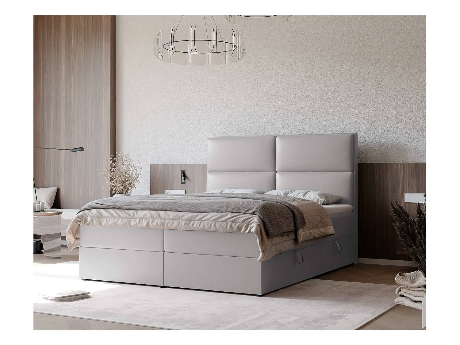 Lit continental rembourré avec surmatelas, gris  - 160x200 - ORFEO