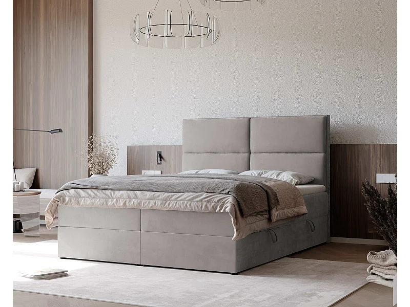 Lit continental rembourré avec surmatelas, gris - 180x200 - ORFEO