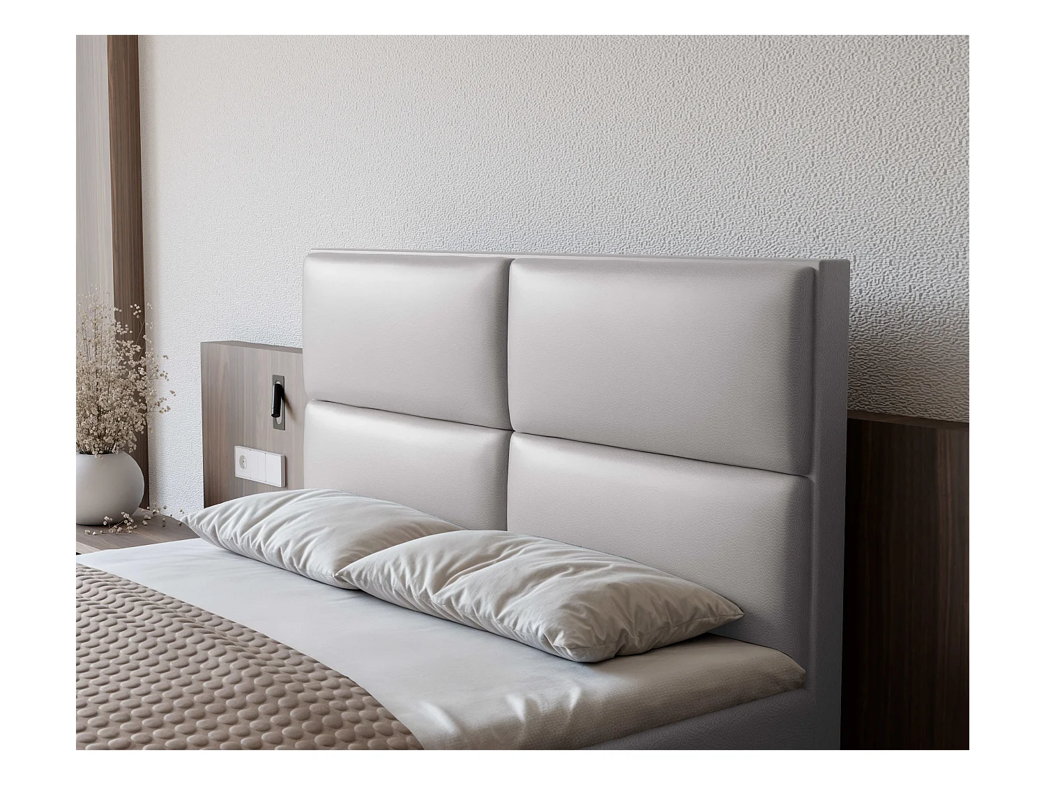 Lit continental rembourré avec surmatelas, gris  - 120x200 - ORFEO