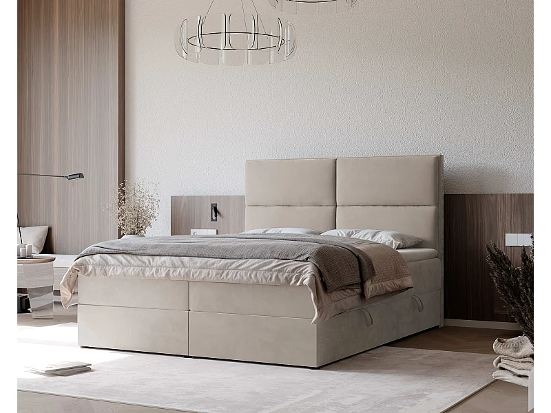 Lit continental rembourré avec surmatelas, beige - 140x200 - ORFEO