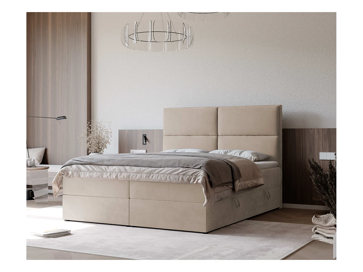 Lit continental rembourré avec surmatelas, crème - 120x200 - ORFEO