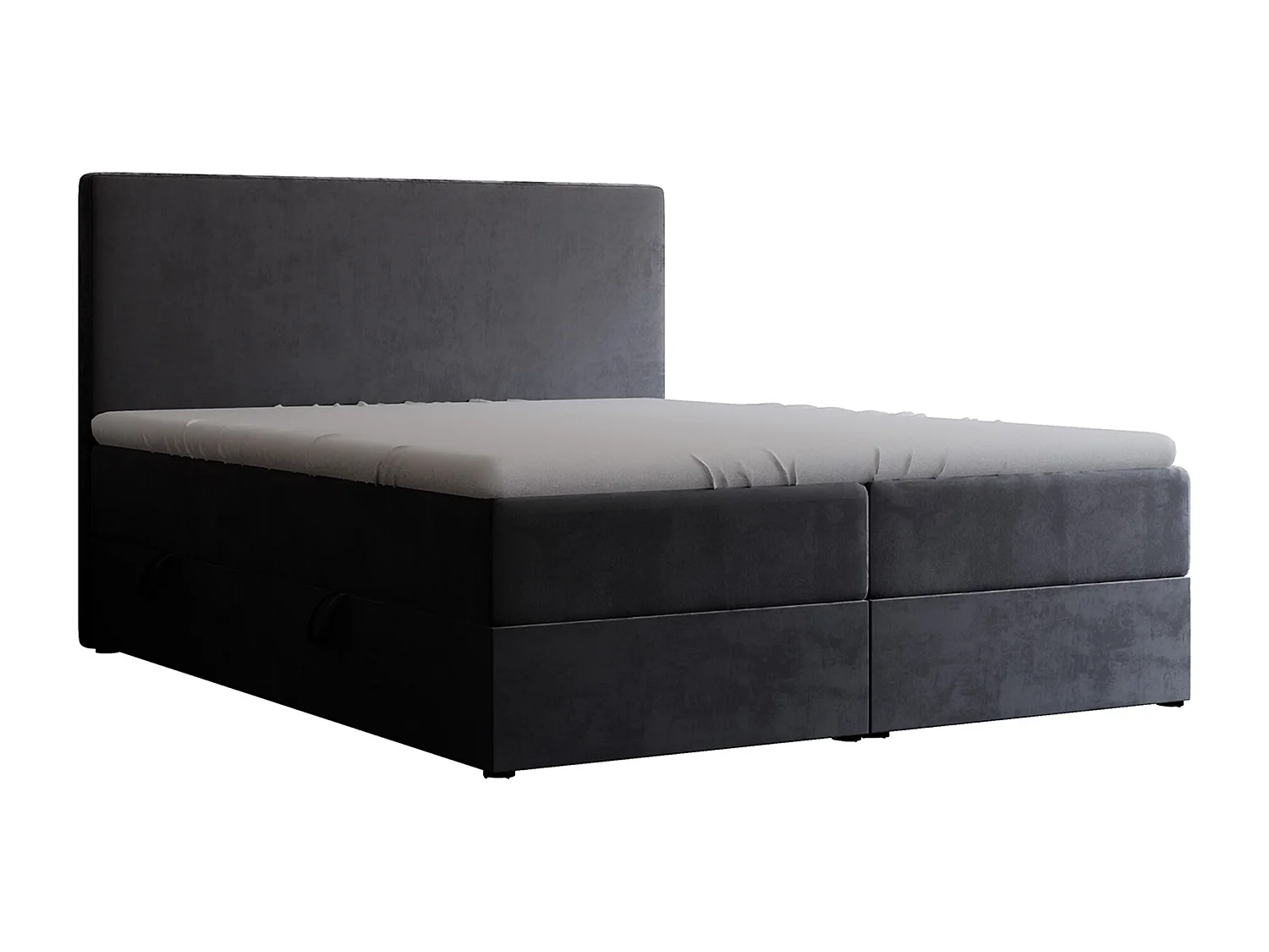 Lit continental rembourré avec surmatelas, gris anthracite - 140x200 - GIULIA