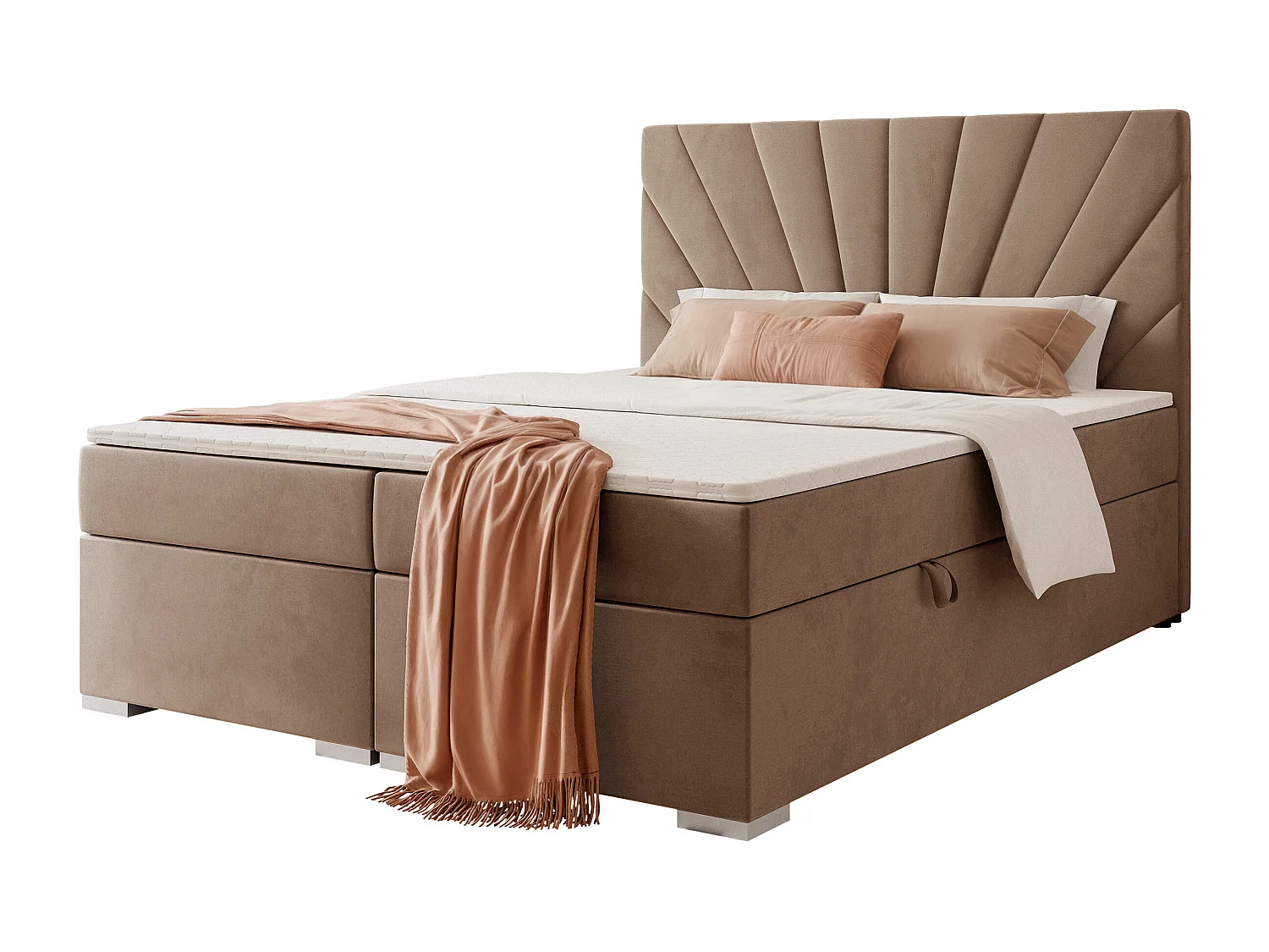 Lit continental rembourré avec surmatelas, marron - 180x200 - OASIS