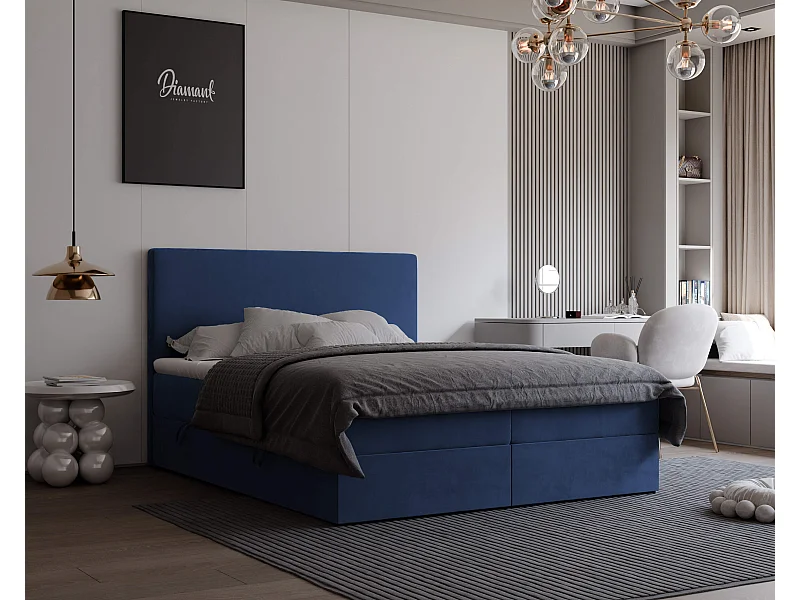 Lit continental rembourré avec surmatelas, bleu - 140x200 - GIULIA