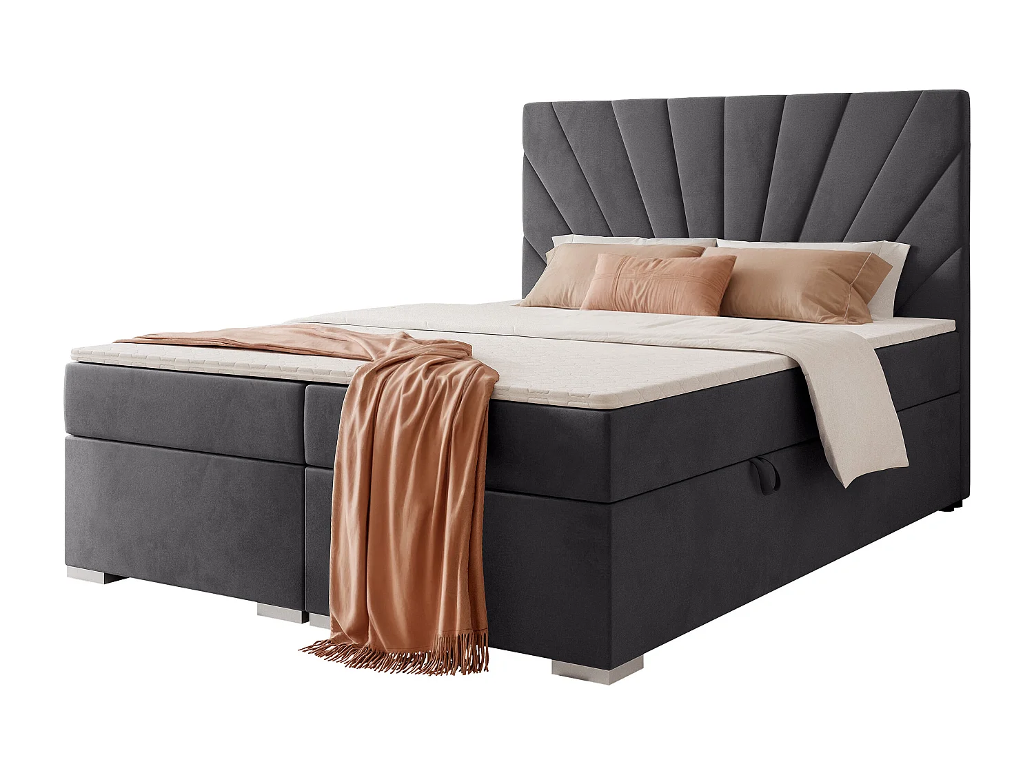 Lit continental rembourré avec surmatelas, gris anthracite - 180x200 - OASIS