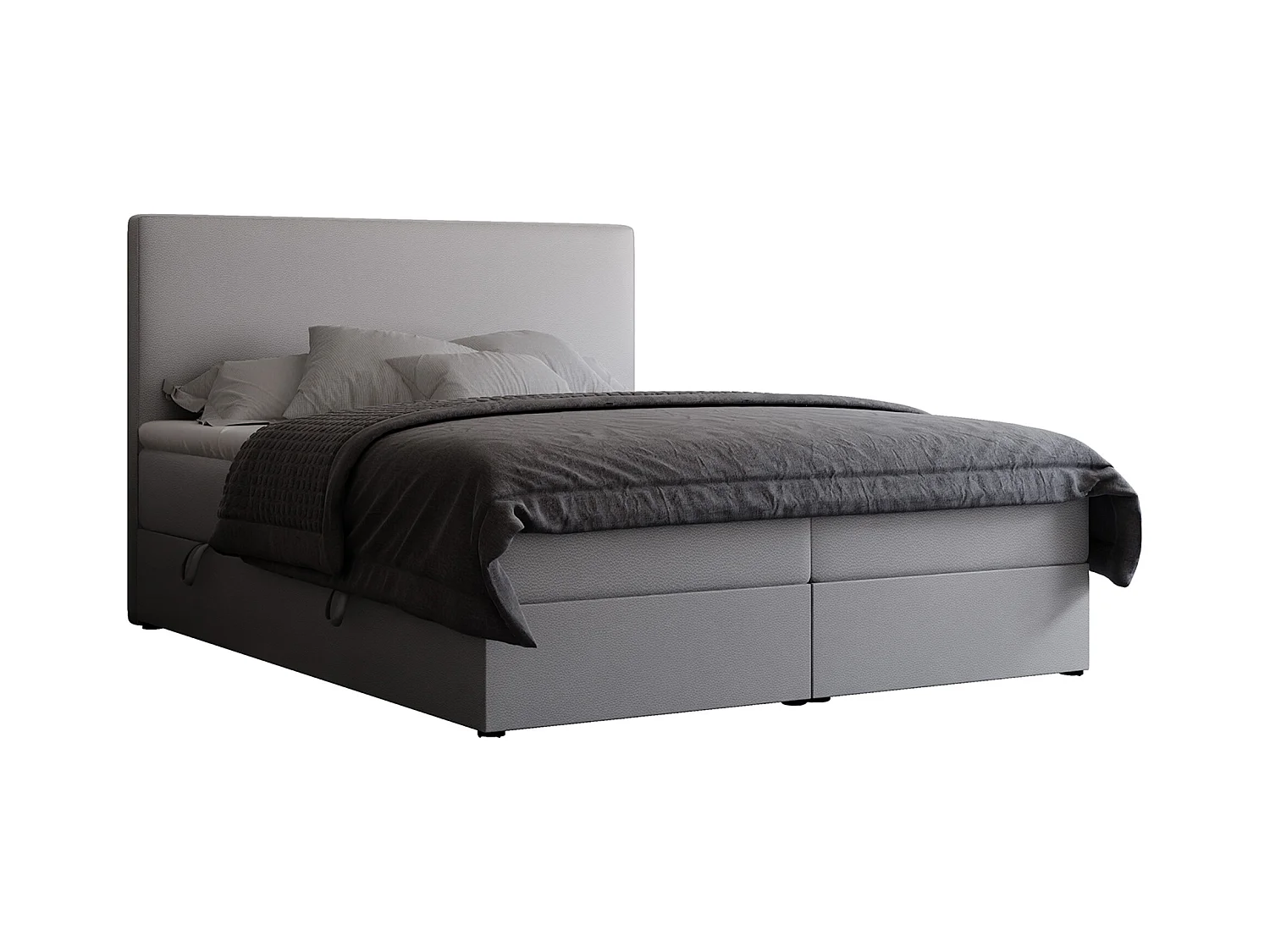Lit continental rembourré avec surmatelas, gris  - 140x200 - GIULIA