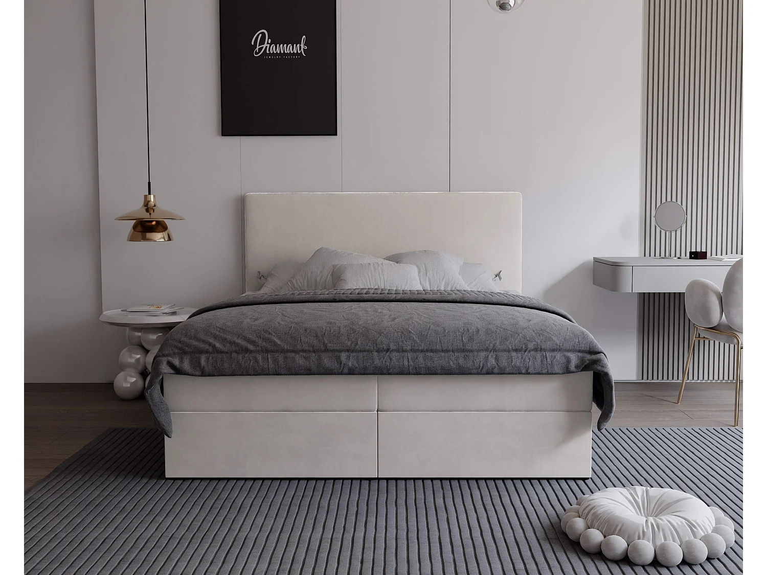 Lit continental rembourré avec surmatelas, beige - 180x200 - GIULIA