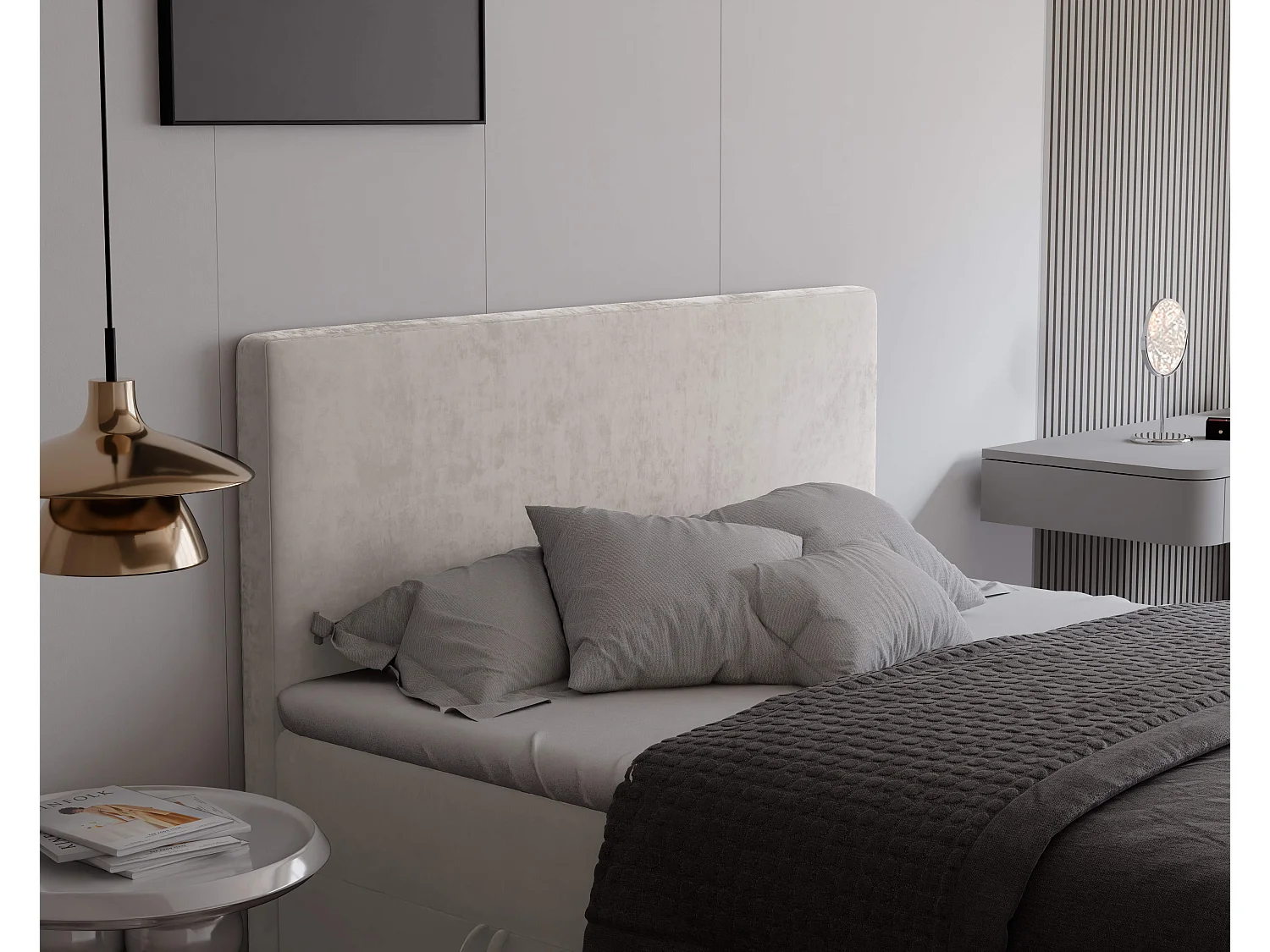 Lit continental rembourré avec surmatelas, beige - 180x200 - GIULIA