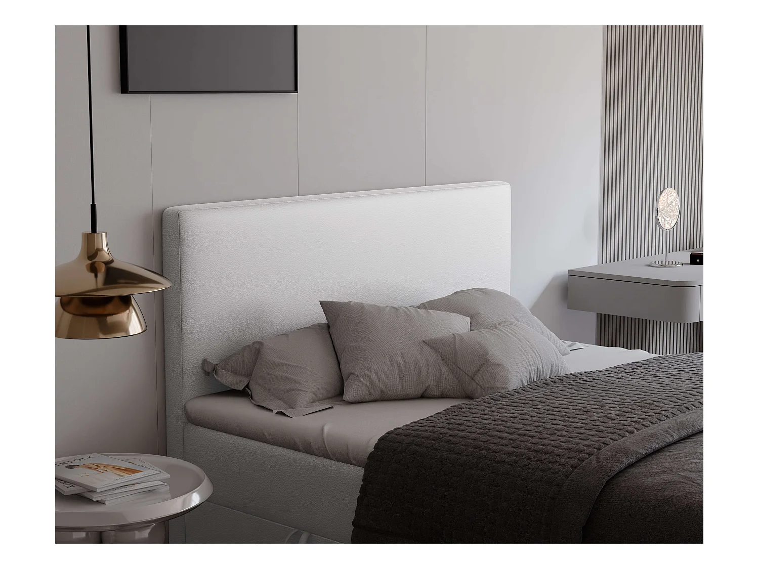 Lit continental rembourré avec surmatelas, blanc  - 120x200 - GIULIA