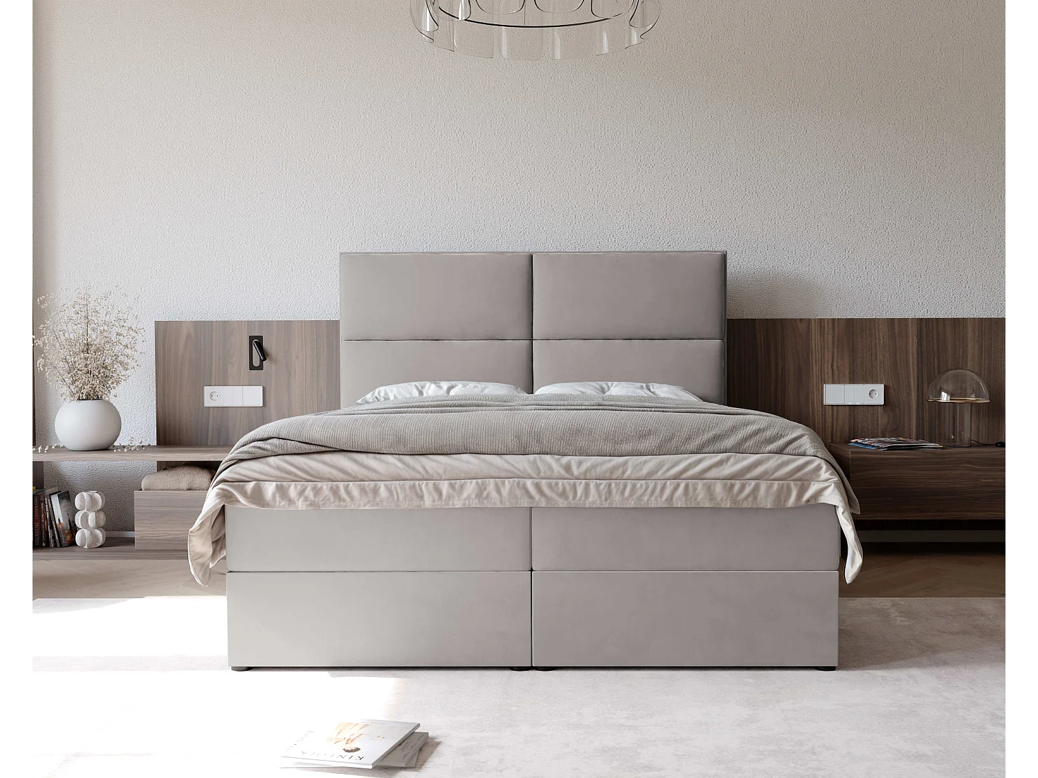 Lit continental rembourré avec surmatelas, gris - 120x200 - ORFEO