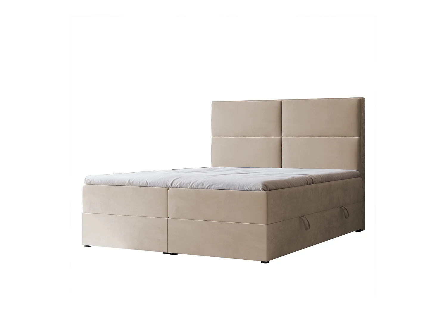 Lit continental rembourré avec surmatelas, crème - 160x200 - ORFEO