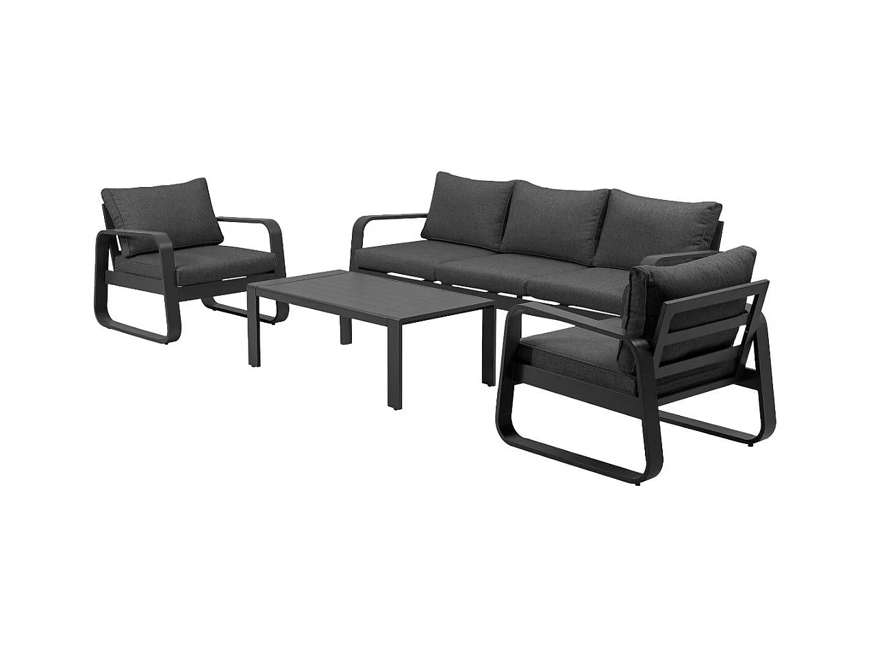 Salon de jardin 5 places gris foncé Auguste
