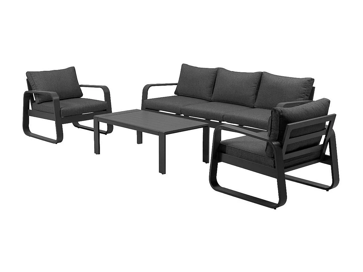 Salon de jardin 5 places gris foncé Auguste