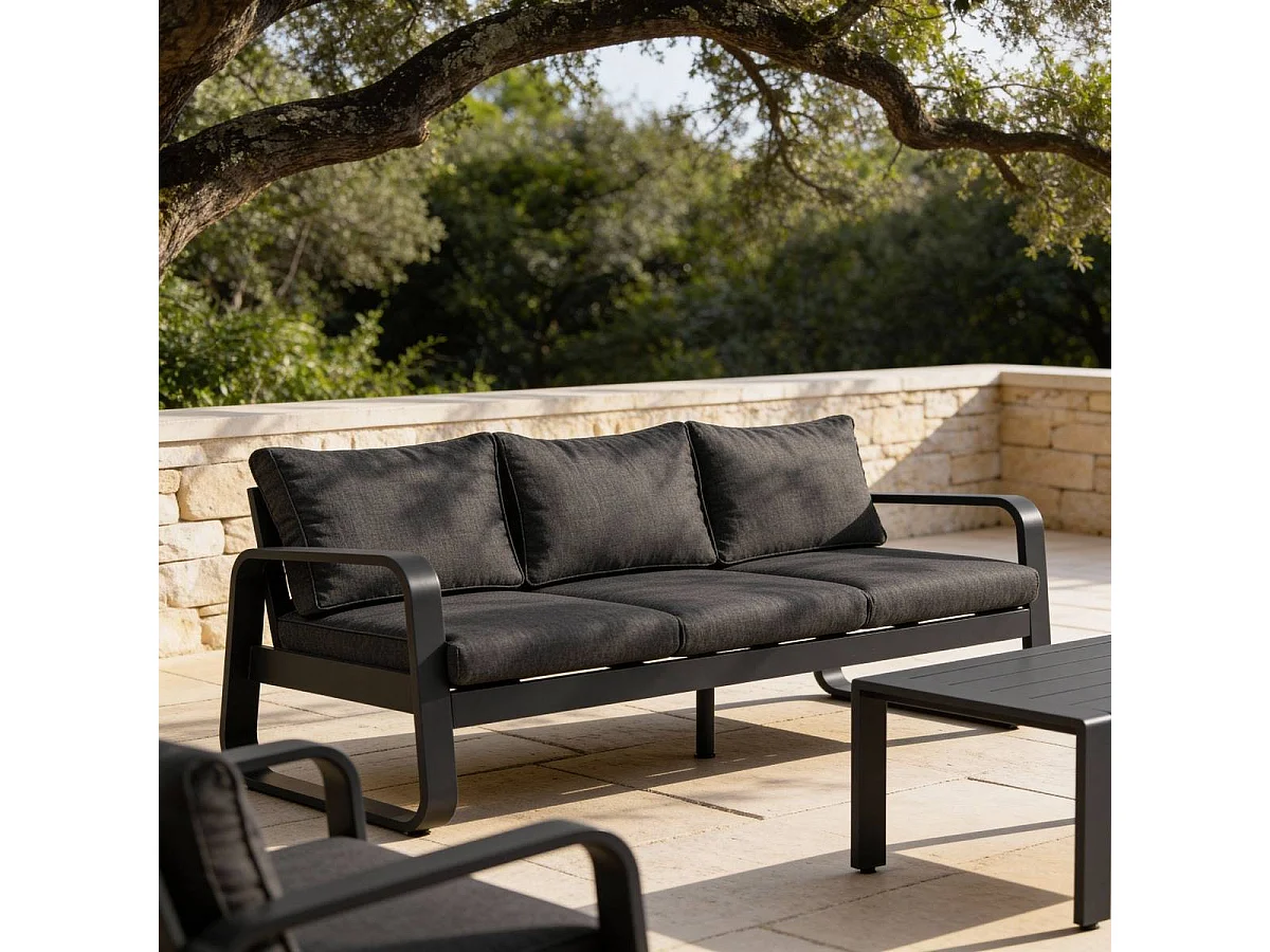 Salon de jardin 5 places gris foncé Auguste