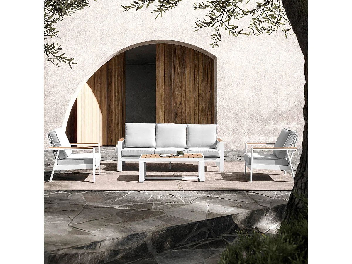 Salon de jardin crème 5 places Orion