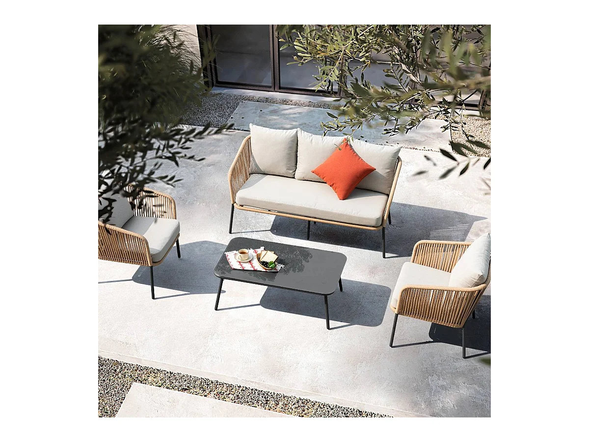 Salon de jardin gris à cordes 5 places Sayen