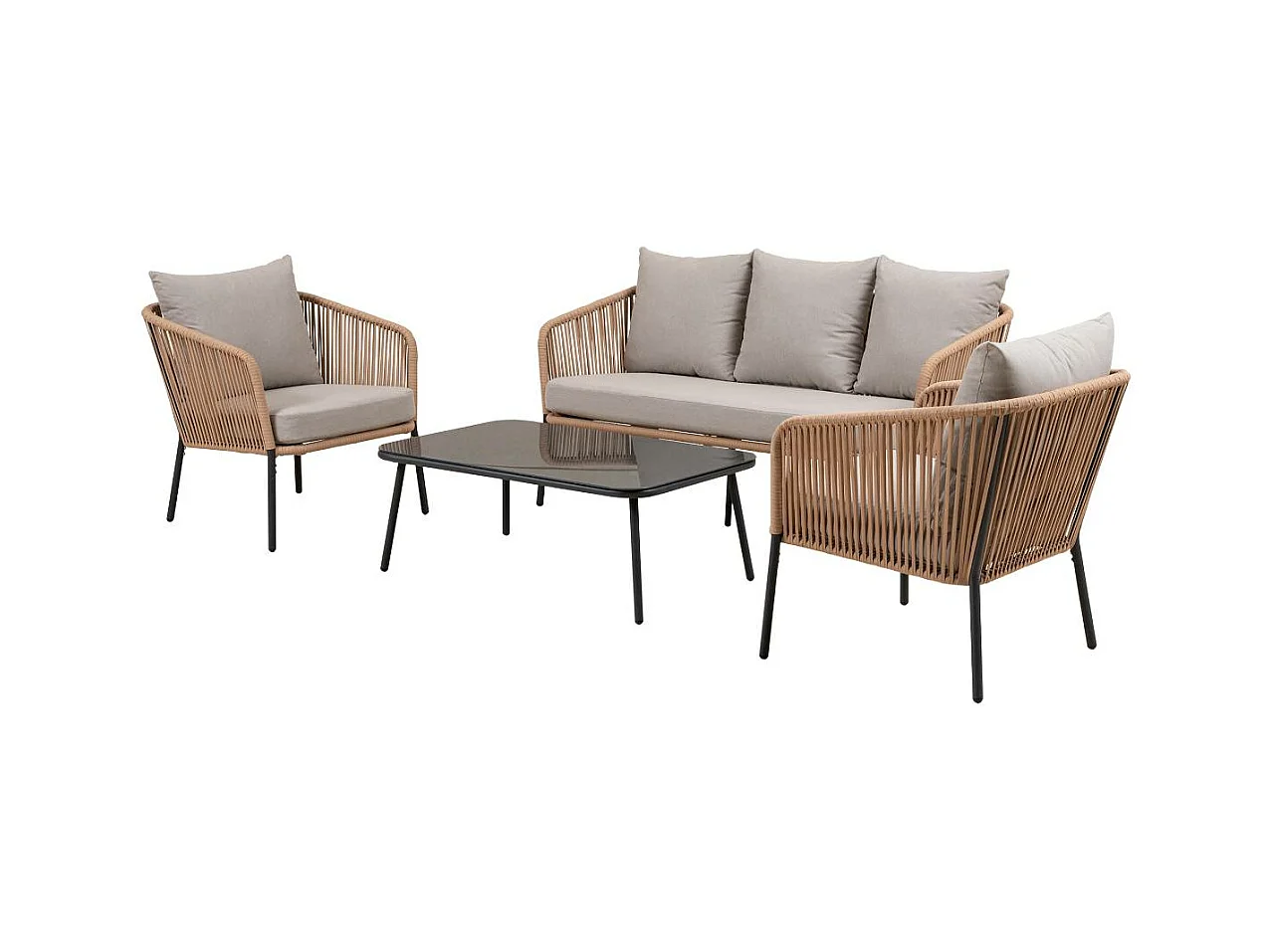 Salon de jardin gris à cordes 5 places Sayen