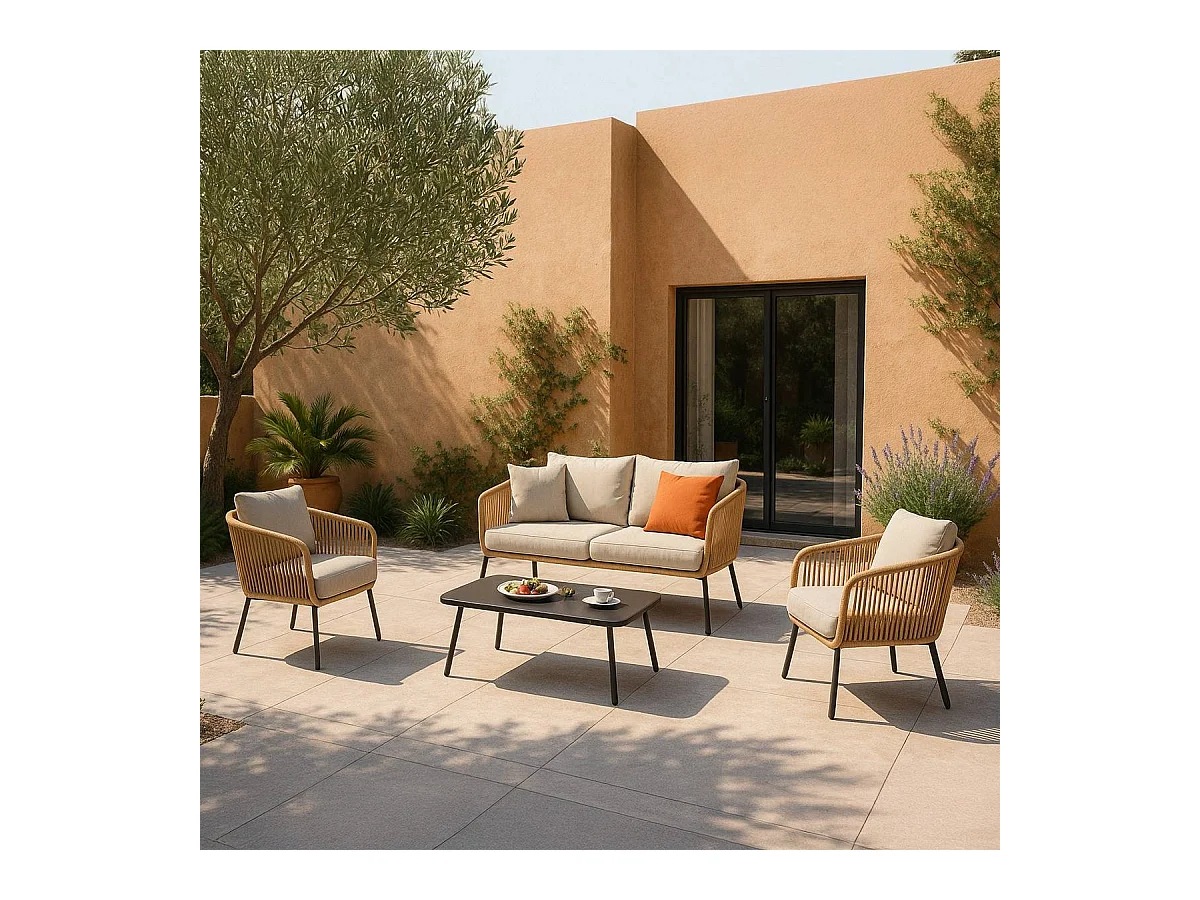 Salon de jardin gris à cordes 5 places Sayen