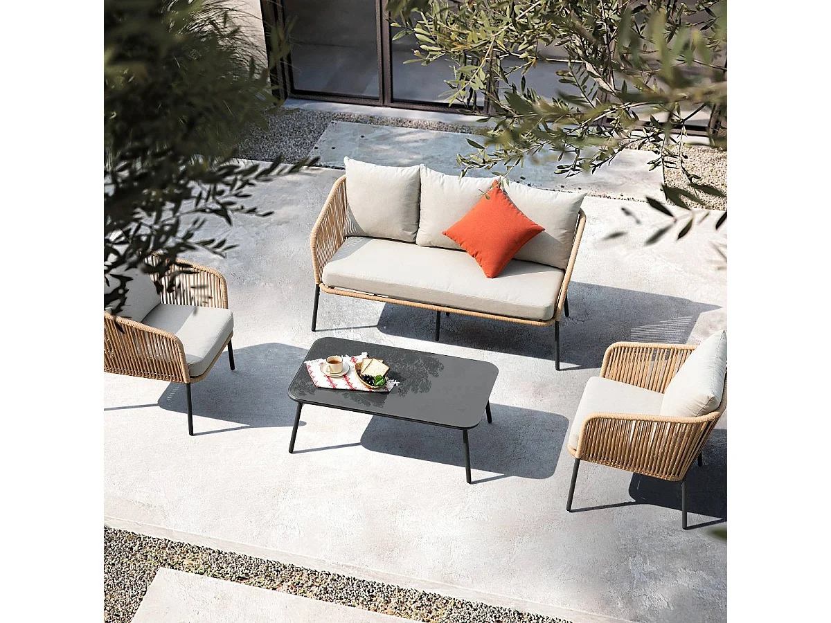 Salon de jardin gris à cordes 5 places Sayen