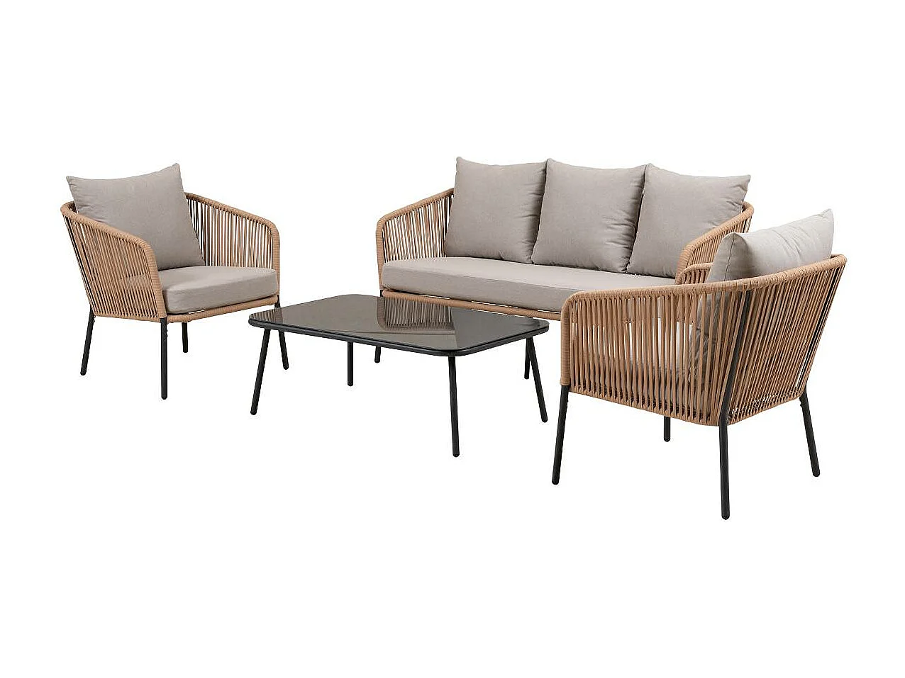 Salon de jardin gris à cordes 5 places Sayen