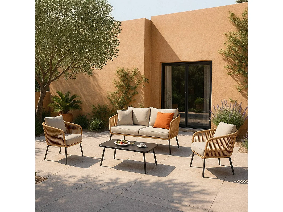 Salon de jardin gris à cordes 5 places Sayen