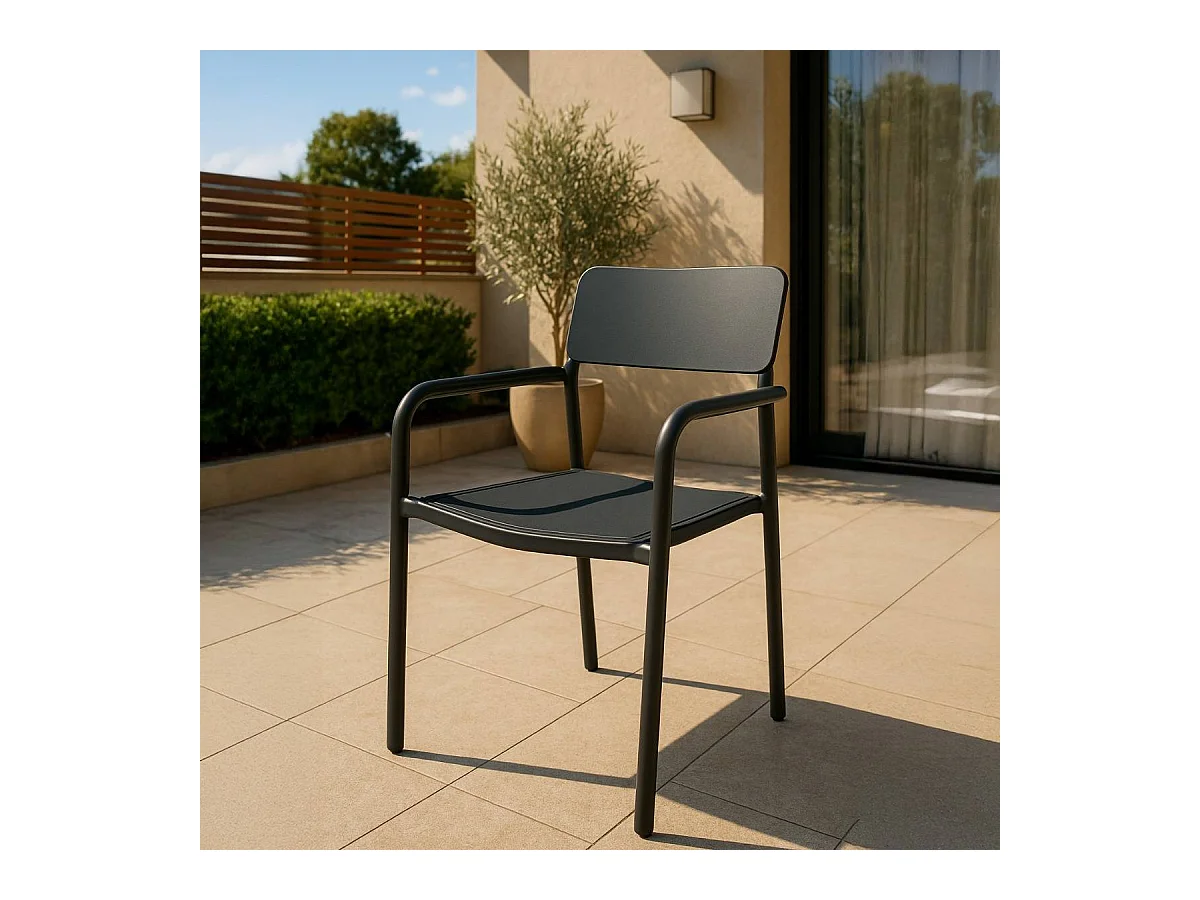 Chaise de jardin en aluminium gris  Kaïa (lot de 2)