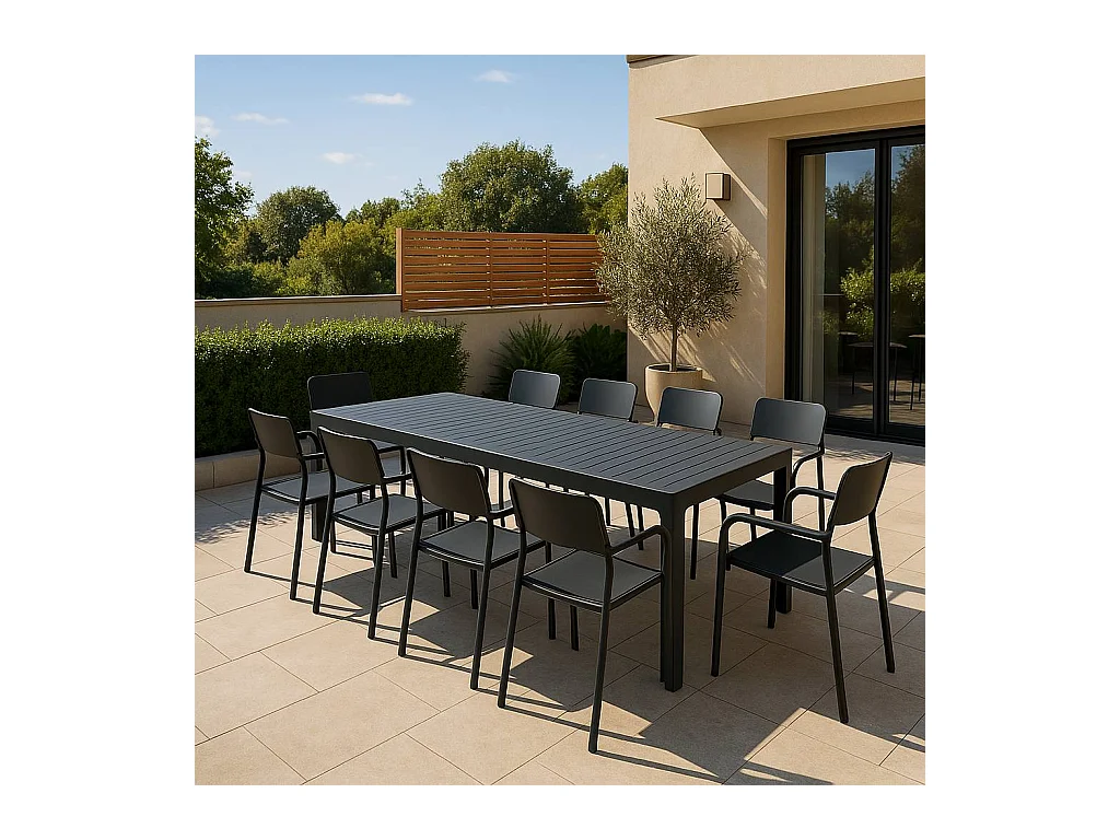 Chaise de jardin en aluminium gris  Kaïa (lot de 2)