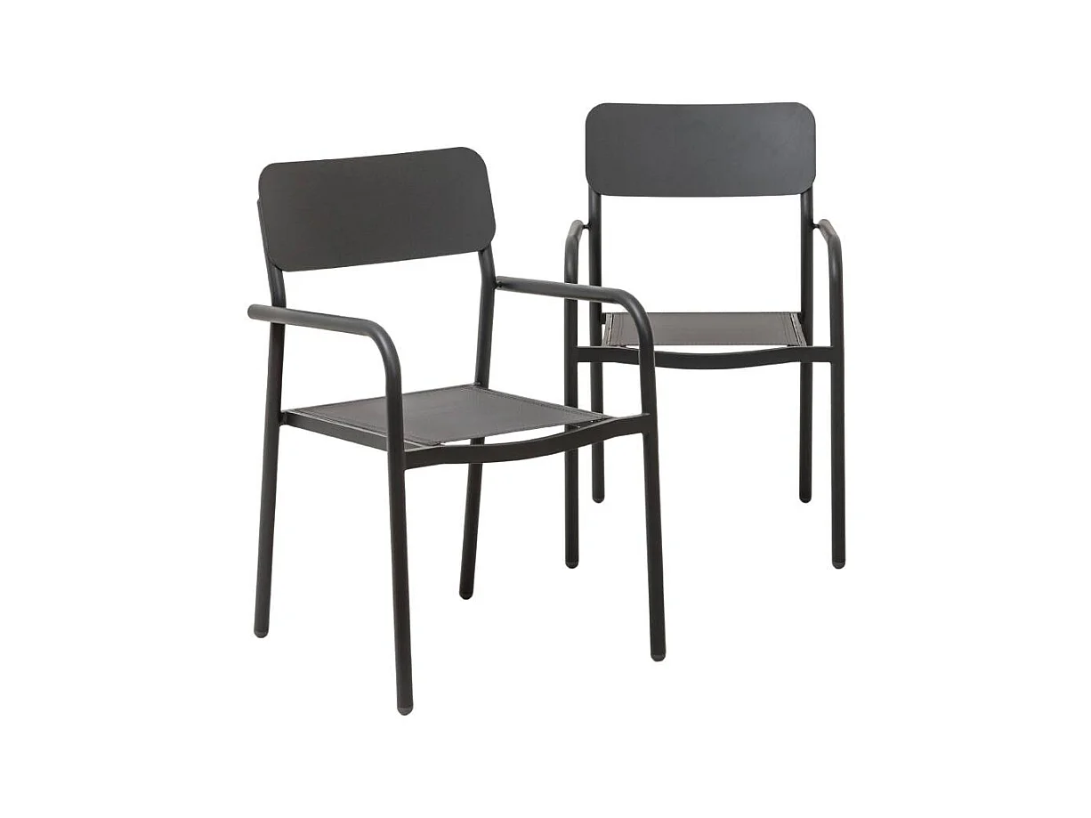 Silla de jardín en aluminio gris Kaïa (lote de 2)