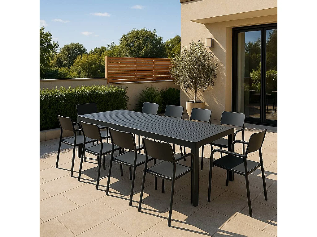 Silla de jardín en aluminio gris Kaïa (lote de 2)