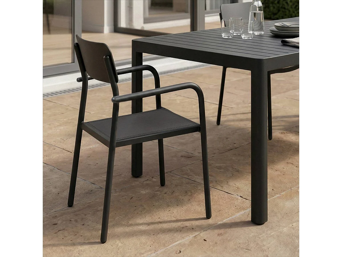 Chaise de jardin en aluminium gris  Kaïa (lot de 2)