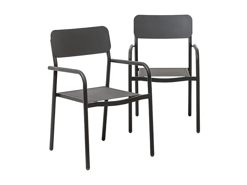 Chaise de jardin en aluminium gris  Kaïa (lot de 2)