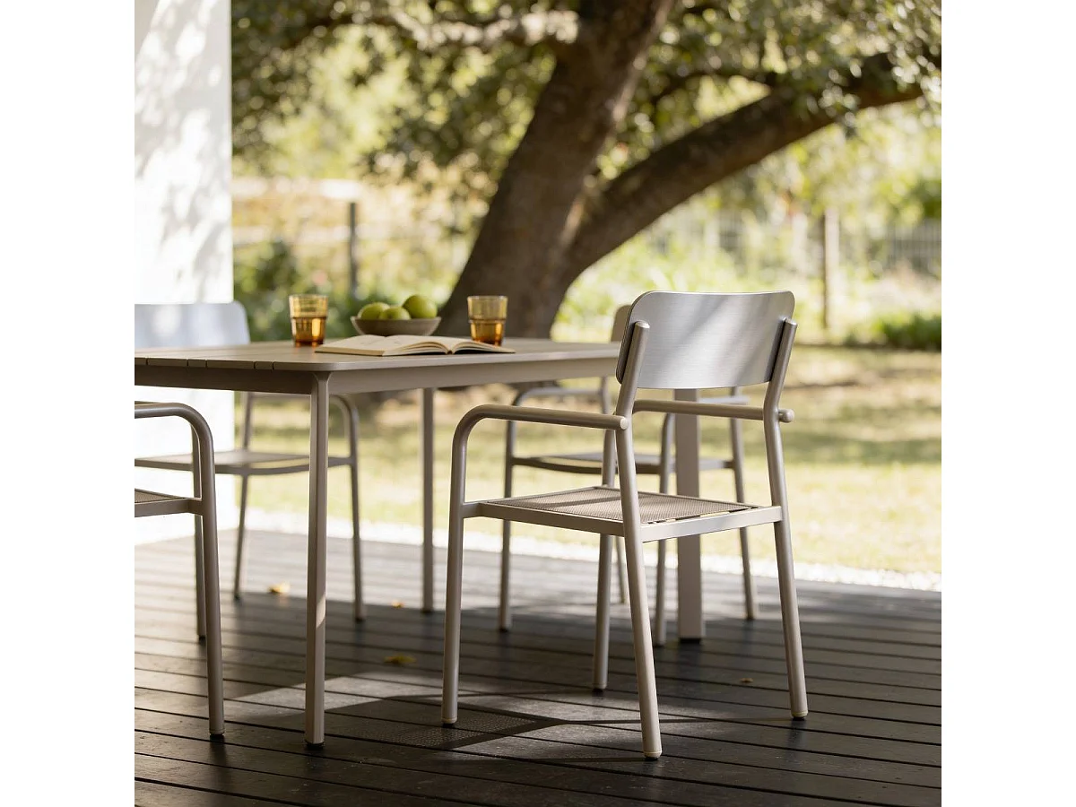 Chaise de jardin en aluminium taupe Kaïa (lot de 2)
