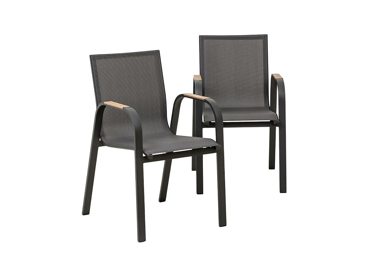 Chaise de jardin en aluminium gris foncé Ayden (lot de 2)