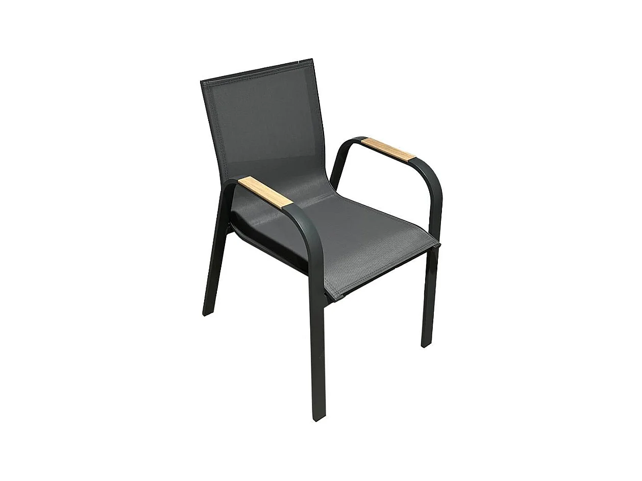 Chaise de jardin en aluminium gris foncé Ayden (lot de 2)