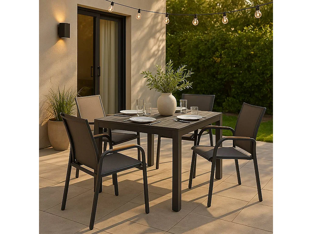 Silla de jardín en aluminio gris oscuro Ayden (set de 2)