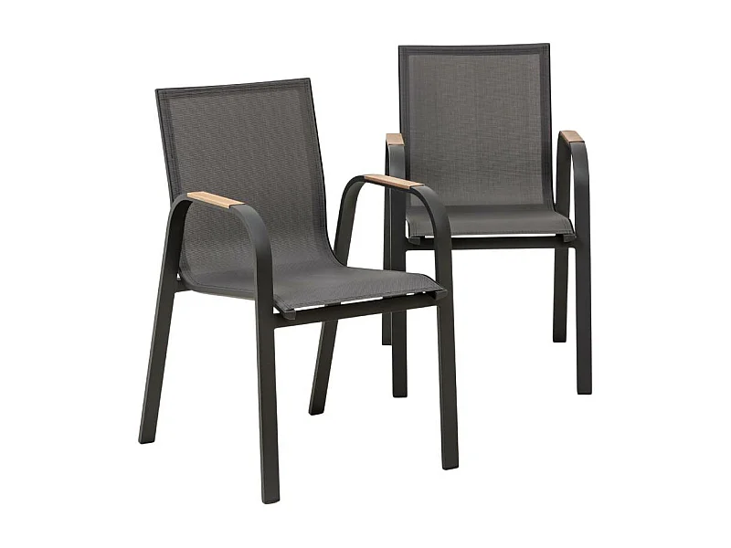 Chaise de jardin en aluminium gris foncé Ayden (lot de 2)