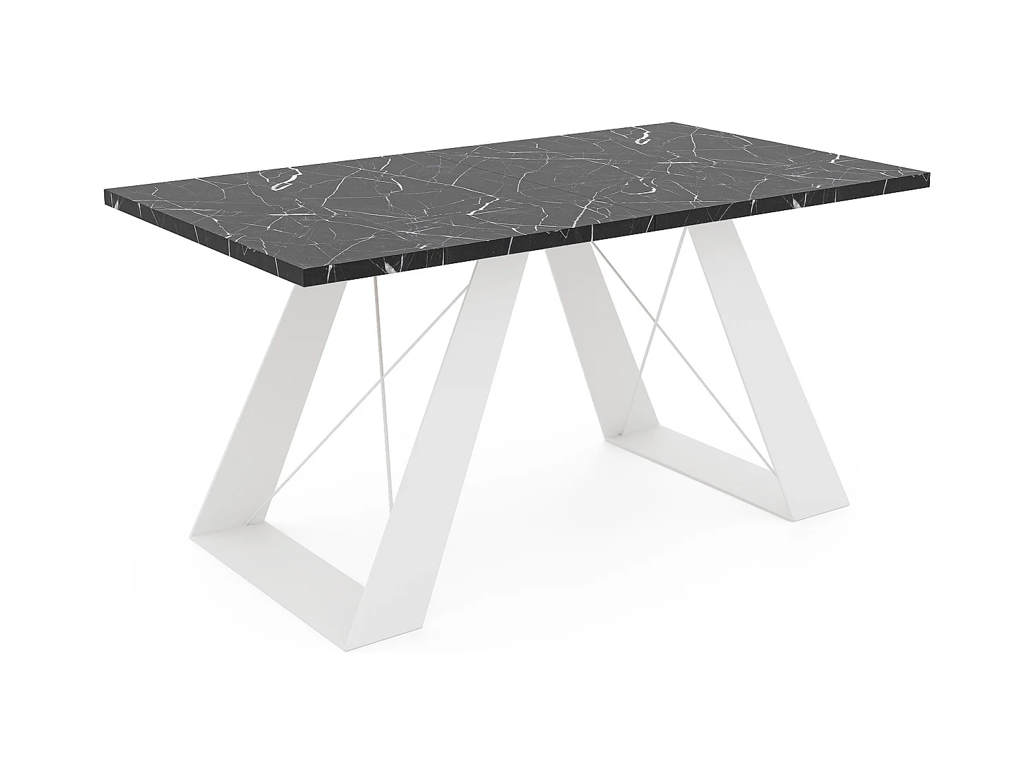 Table à manger extensible 140/240 en MDF, pieds en métal blanc,  grigia pietra