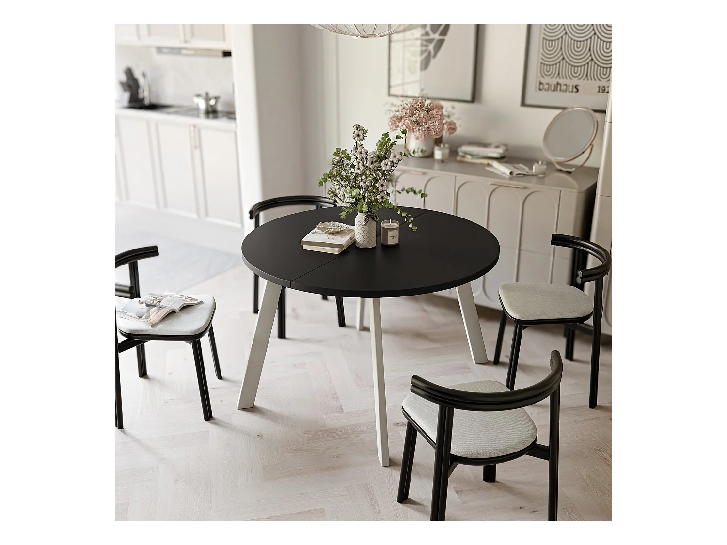 Table extensible molet noir