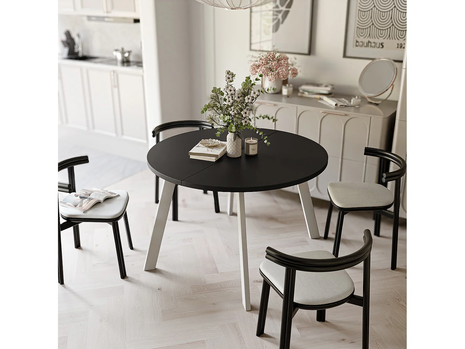 Table extensible molet noir